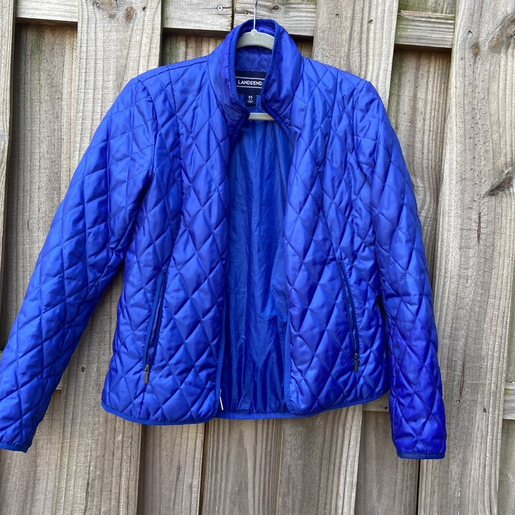 Lands-End Electric Blue Diamond Puffer Size Exsmall 2/4 Good Condition